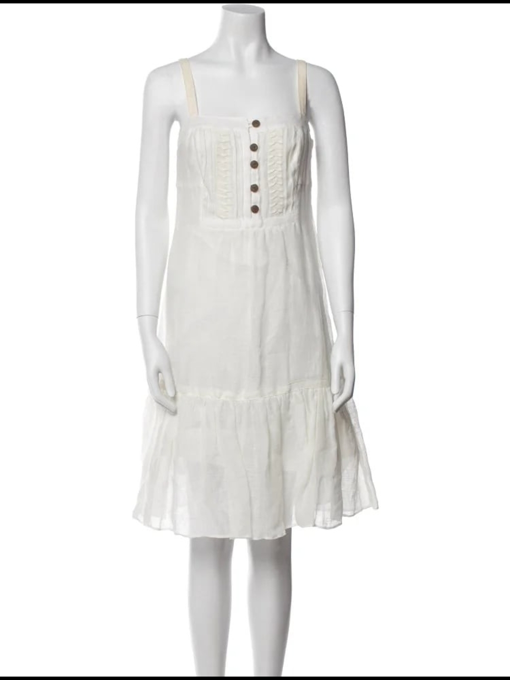 Milly Ivory 100% Linen Sundress with Buttoned Bodice NWOT New!